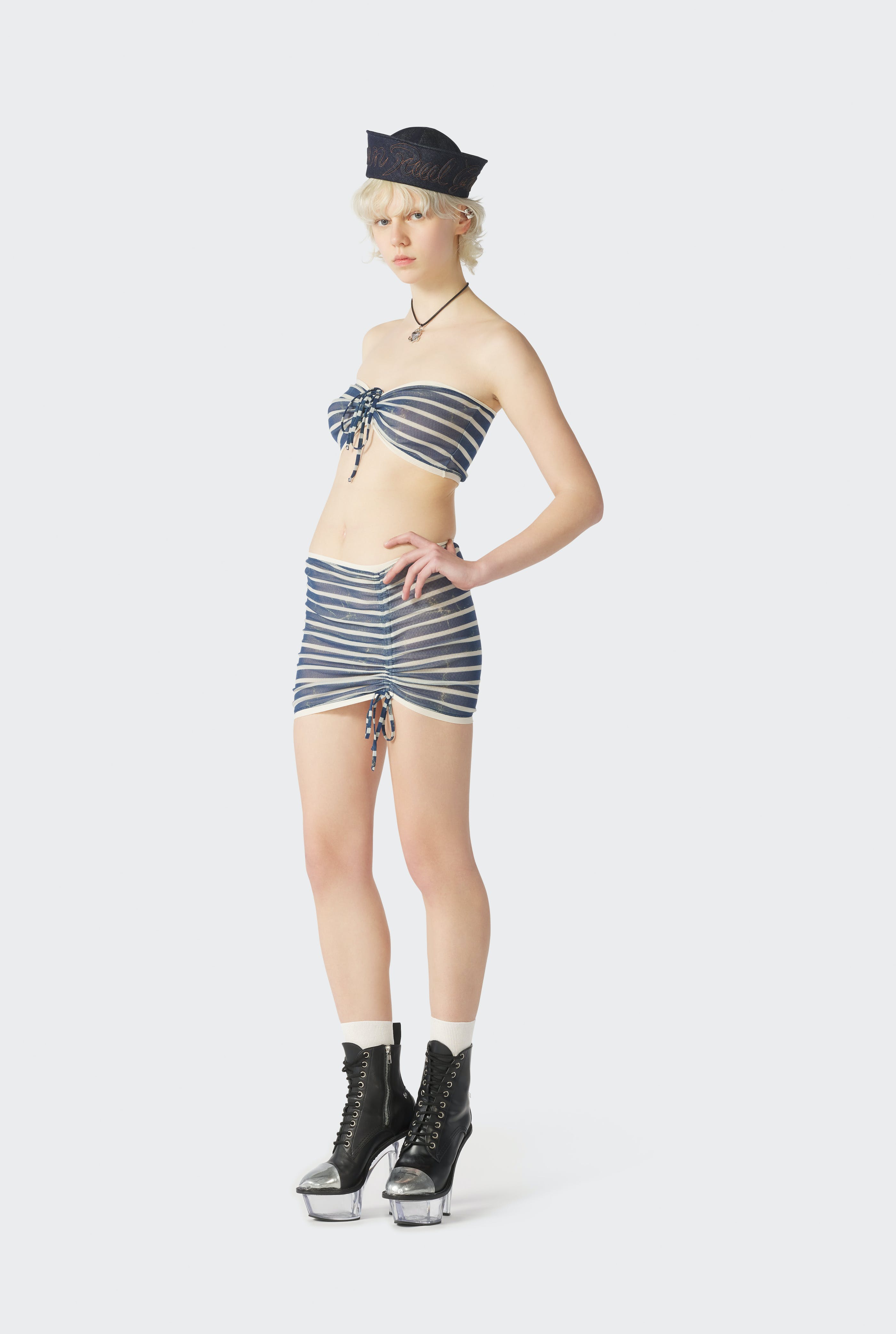 The Blue “Crackling” Sailor Mini Skirt