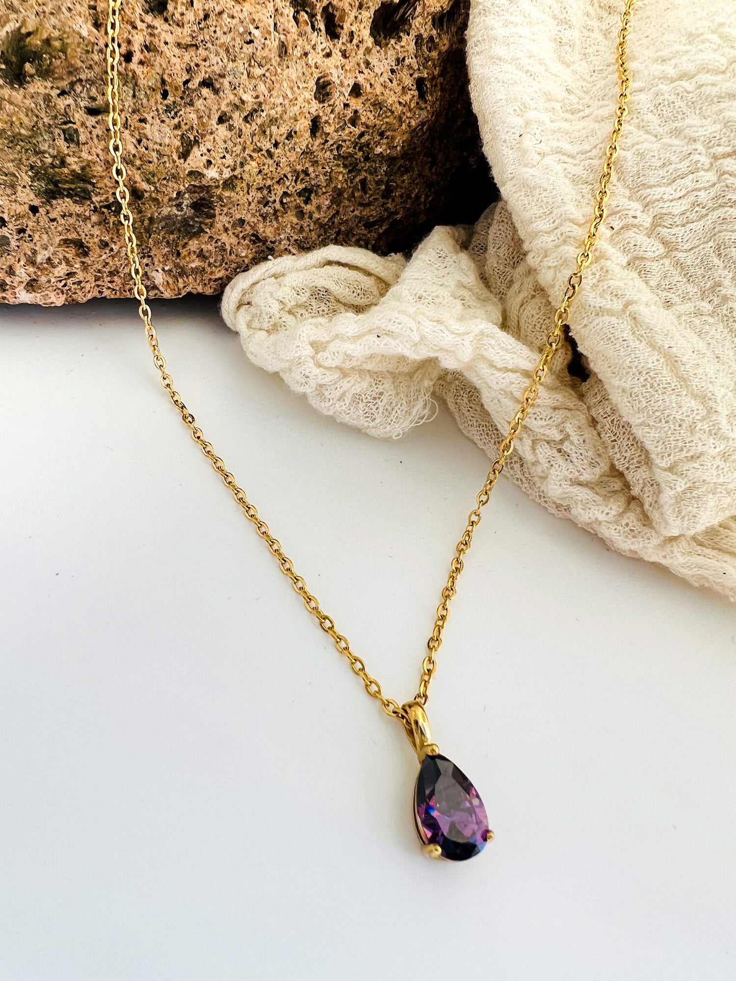 birthstone teardrop necklace