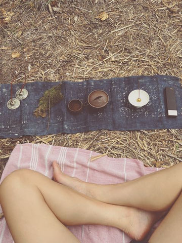 tea ceremony in nature with natural incense