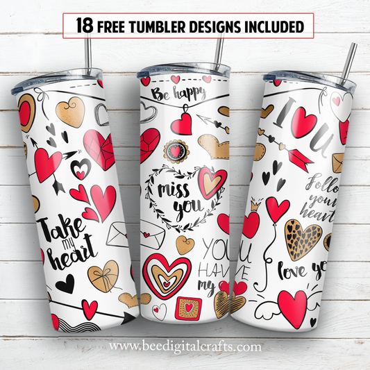 Valentine's Day tumbler sublimation 20 oz skinny tumbler