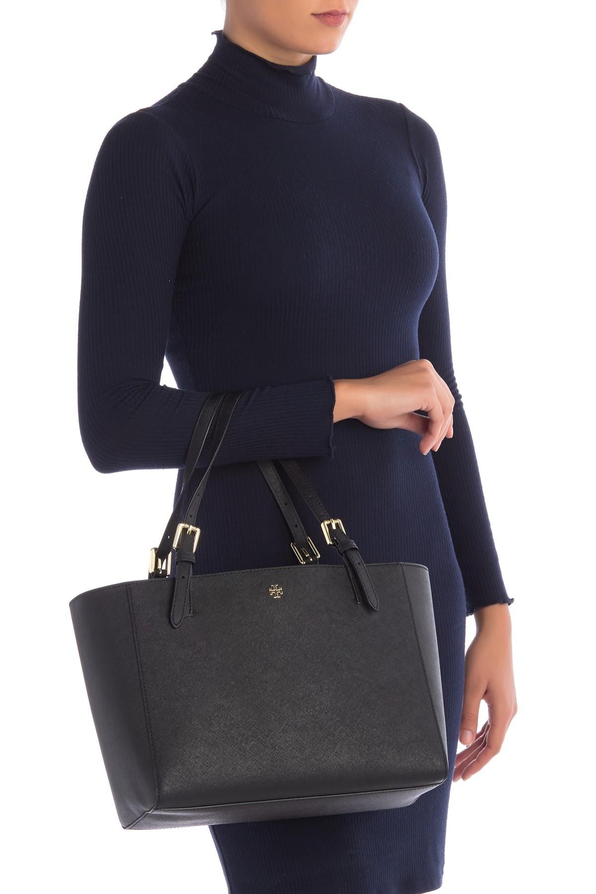 Tory Burch Emerson Small Top Zip Tote Black – GFM PHL