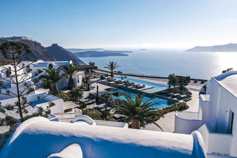 Nobu Hotel in Santorini, luxury hotel recommended by the niche fragrance house The Bubble Collection