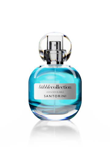 Santorini by The Bubble Collection. The dazzling, citrus, aquatic eau de toilette by the luxury, indie fragrance brand The Bubble Collection known for its innovative niche scents that are gender-neutral, vegan and certified cruelty-free.