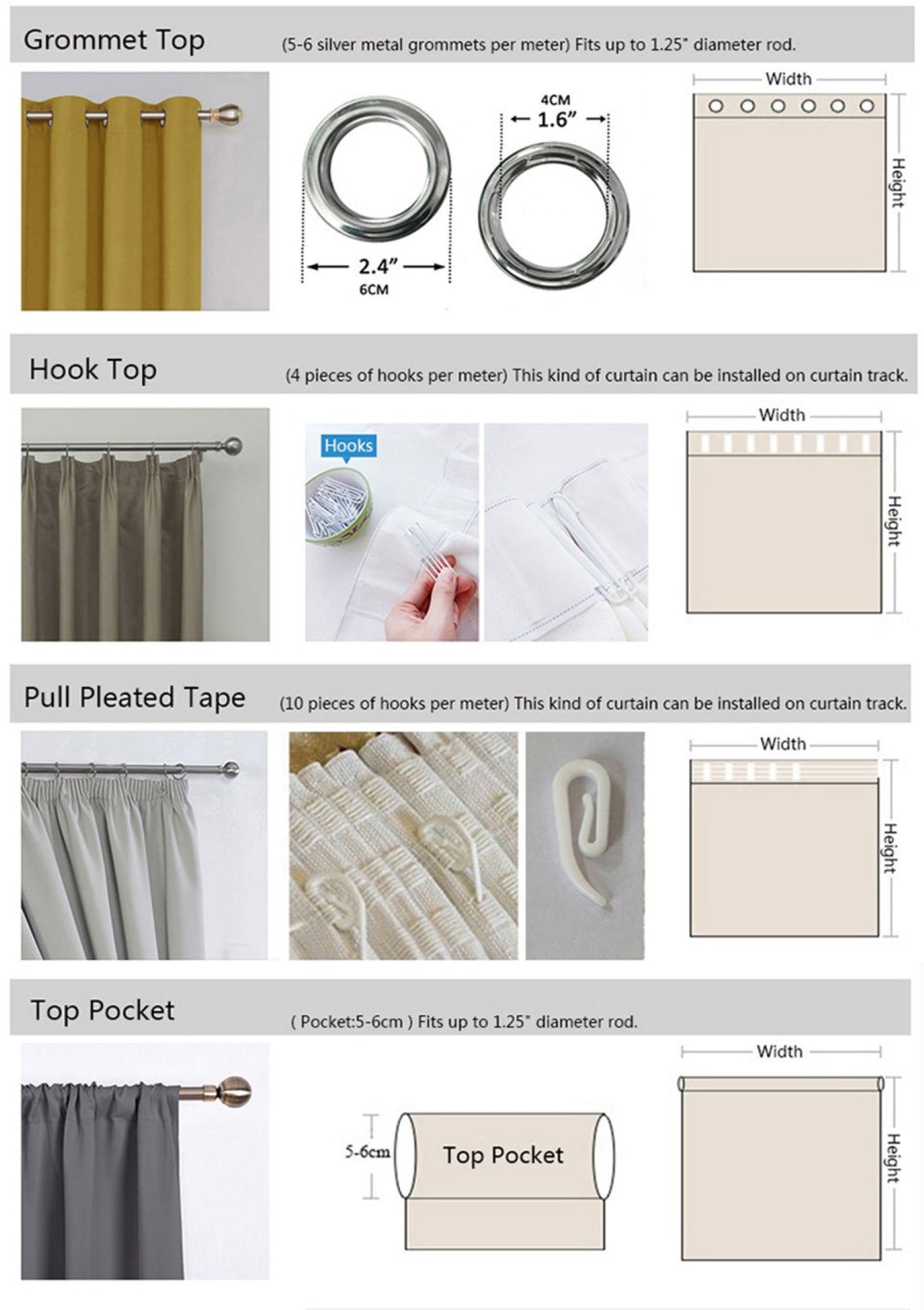 Curtain Hooks Style - For Home Decor