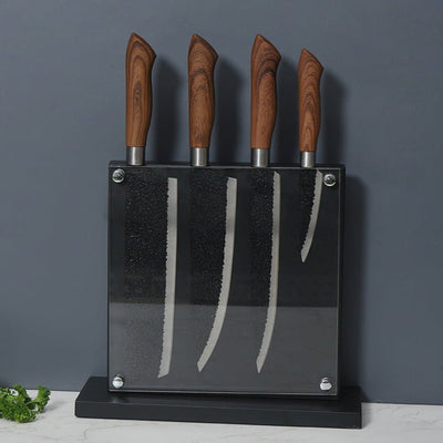 Black Double-Sided Magnetic Bamboo Safety Covers Knife Holder, Decor Home