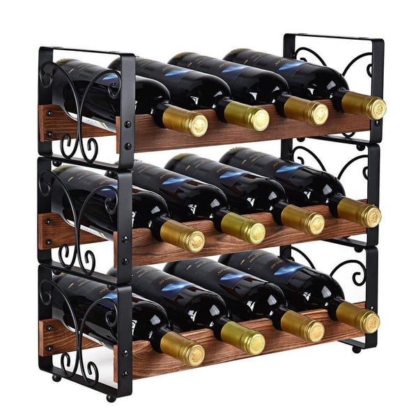 Stackable Wine Rack 12 Bottles, 3 Tier