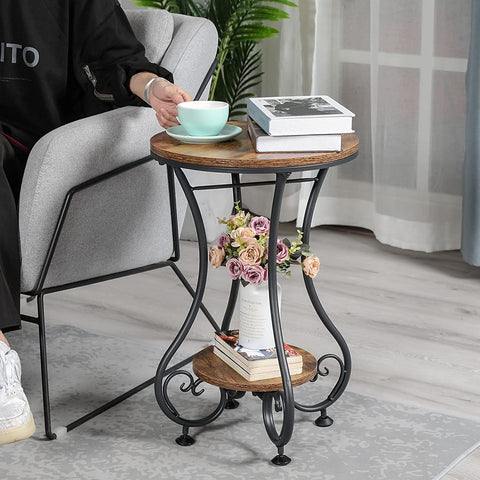 Round Side Table With Storage