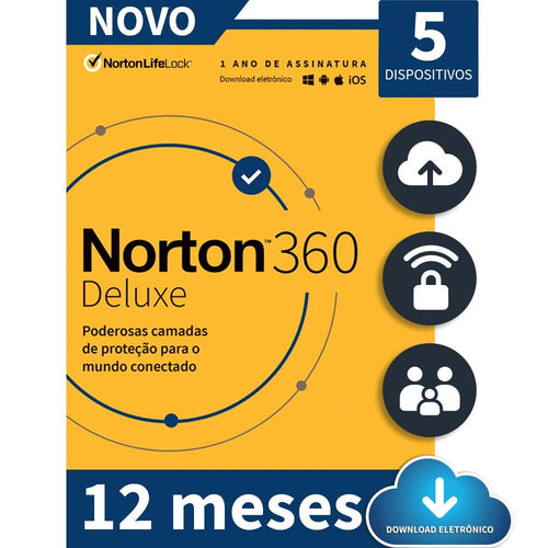 Antivírus Norton 360 Deluxe 5 Dev 12 Meses ESD 21405567 IS