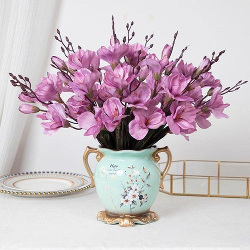 Conjunto Vaso de Cerâmica Fuzzi + Flores