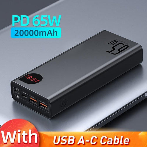 Power Bank 65W Baseus 30000mAh/20000mAh Carregamento Rápido PD FCP SCP