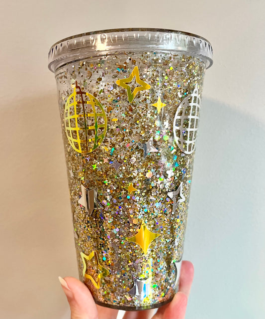 Purple and Yellow Gold Snowglobe Tumbler – Imperfectly Perfect Crafts