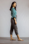 Green and Grey linen jumpsuit