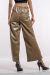 Beige Leather Flared Pant