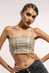 Grey Leather Tube Top