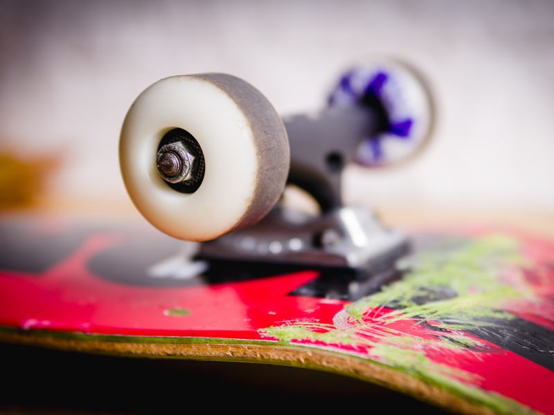 Wheels attached to skateboard