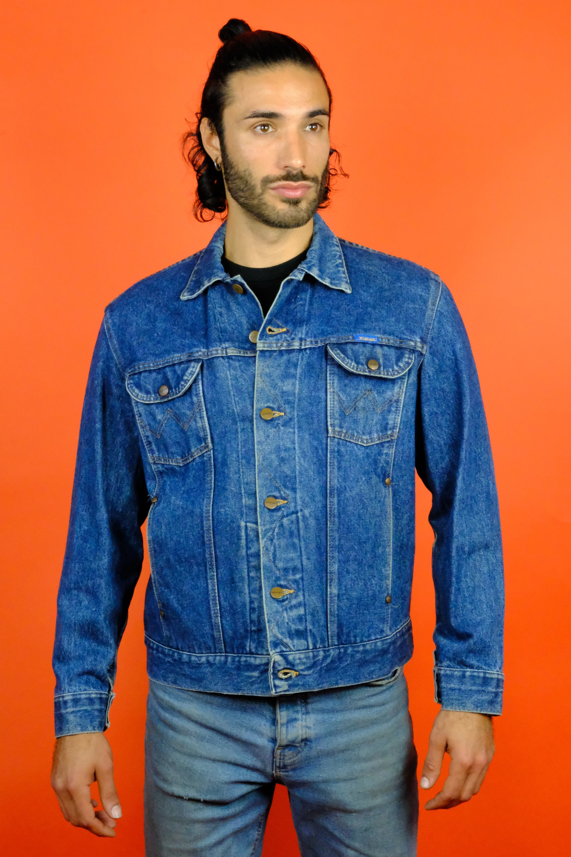 Wrangler Faded Dark Blue Denim Jacket 'L' ~ Vintage Store 