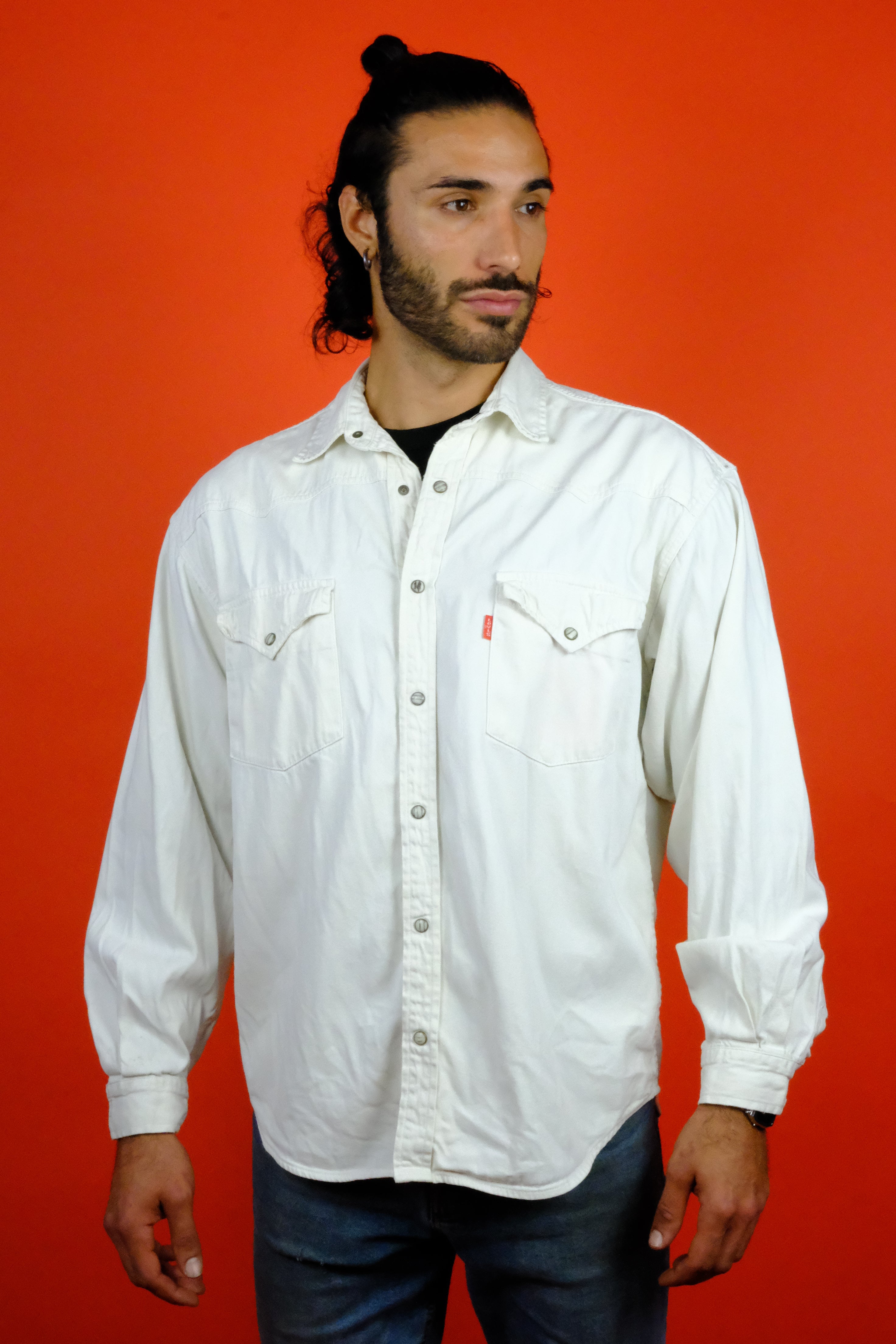 Levi's White Western Denim Shirt 'L' ~ Vintage Store 