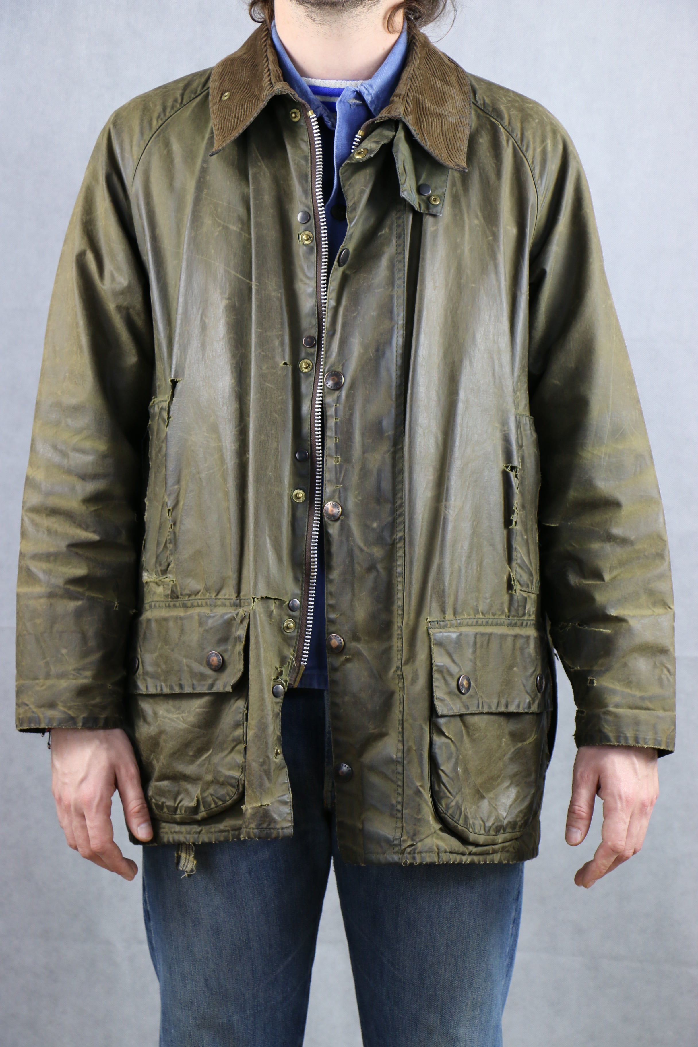 Barbour Beaufort Wax Jacket torn