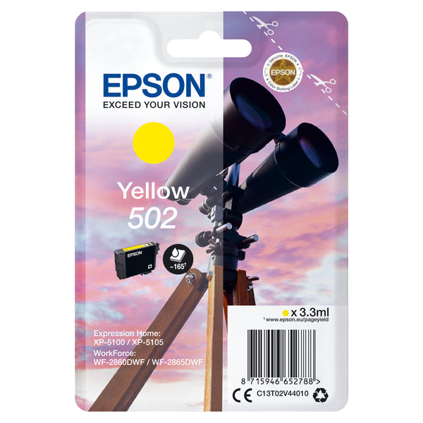 Epson originální ink C13T02V44010, 502, T02V440, yellow