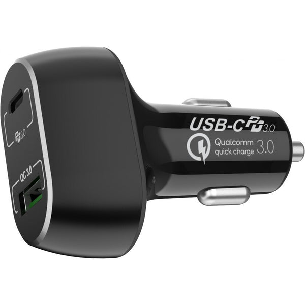 Autonabíječka WG USB-C + USB, 63W, s kabelem, černá