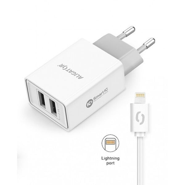 Chytrá nabíječka Aligator 2,4A, 2xUSB, bílá