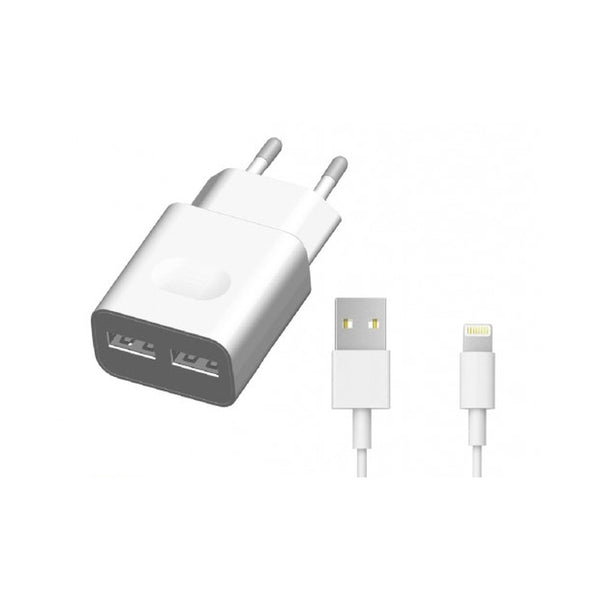 Nabíječka WG 2xUSB 2,4A + kabel Lightning MFI, bílá