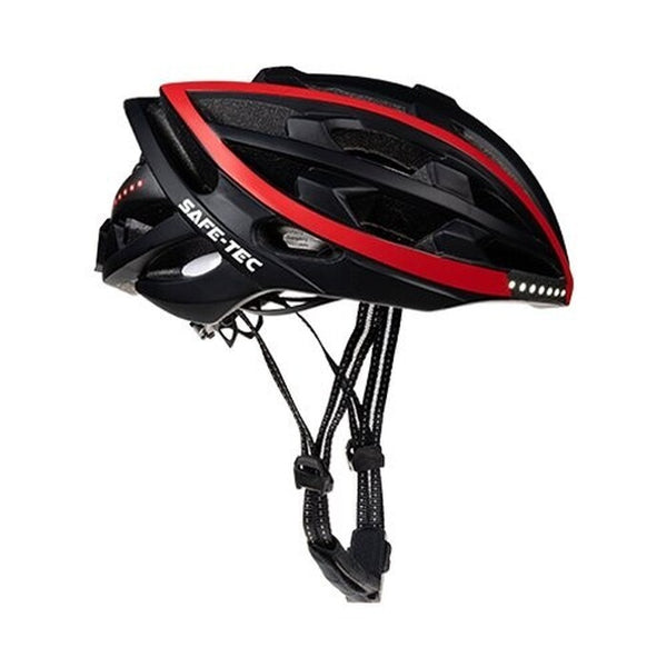 Chytrá helma SafeTec TYR, XL, LED blinkry, červená