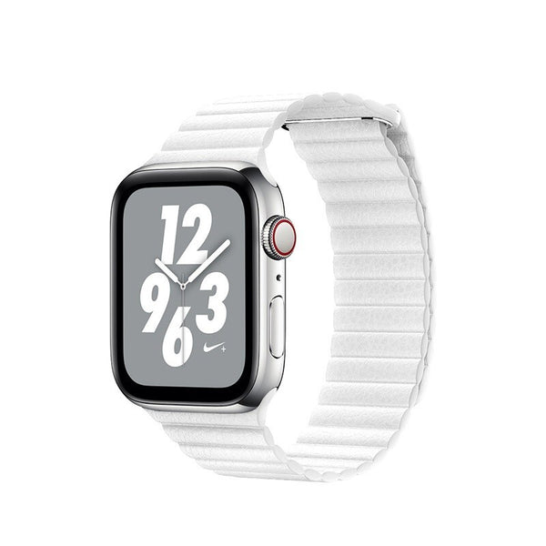 Kožený magnet. řemínek pro Apple watch 42/44/45 mm, bílá