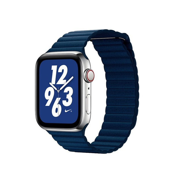 Kožený magnet. řemínek pro Apple watch 42/44/45 mm, T modrá