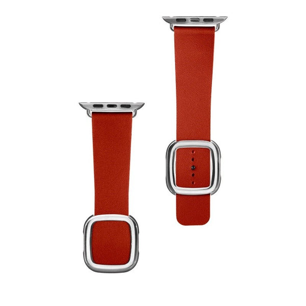 Kožený magnetický řemínek pro Apple watch 42/44/45 mm, červená