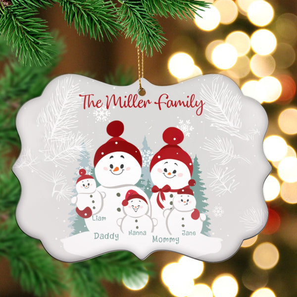 Personalized Christmas Ornament For Family Parents & Kids Cute Snowmen Printed Custom Name Christmas Design