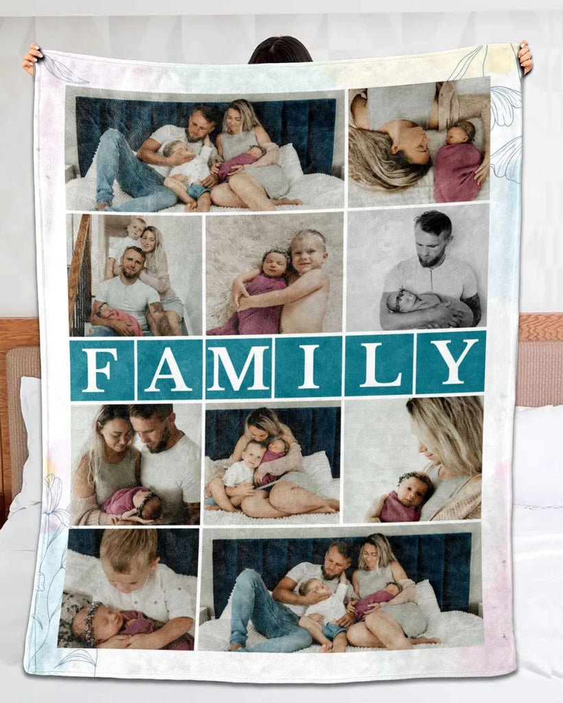 family photo collage blanket