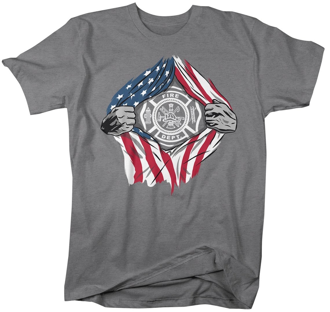Vintage Shirt For Men Firefighter Fire Dept Tee Shirts Design Printed ...