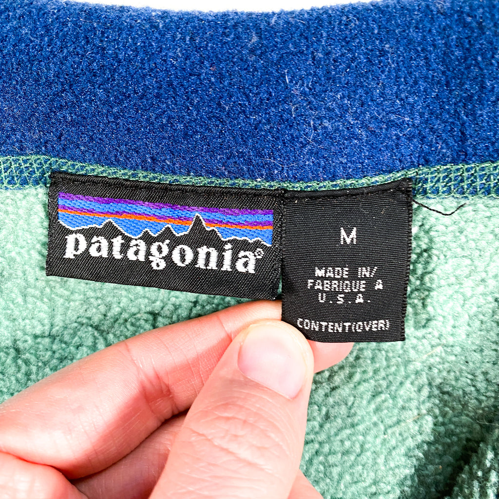 Vintage 90's Patagonia Fleece Snap T Green USA Made 21040