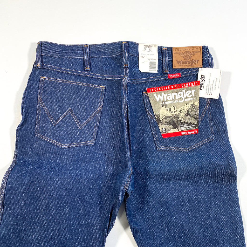 Vintage 1989 Wrangler Deadstock 36x32 Made in USA 99902NV Jeans –  CobbleStore Vintage