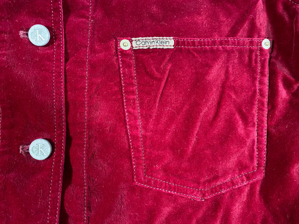 Vintage 90's Calvin Klein Women's Red Velvet Jacket – CobbleStore Vintage