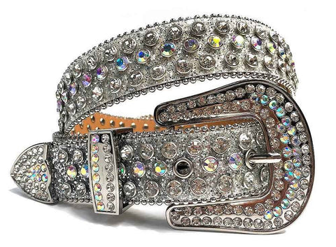 Silver Strap with Multi Color & Diamond Crystals Studded Rhinestone Belt: