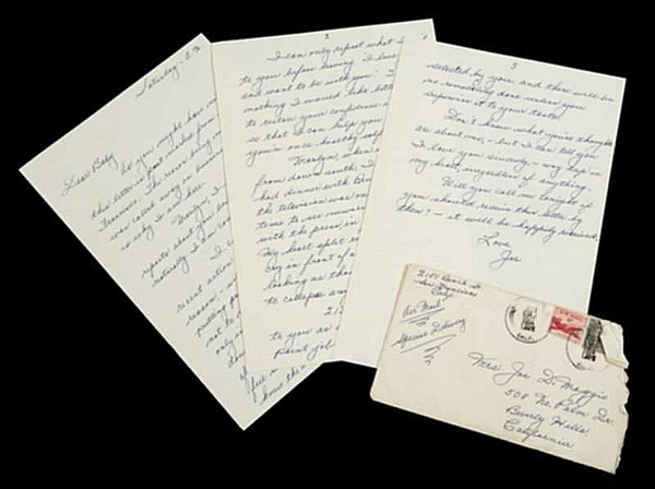 Joe DiMaggio love letter to Marilyn Monroe