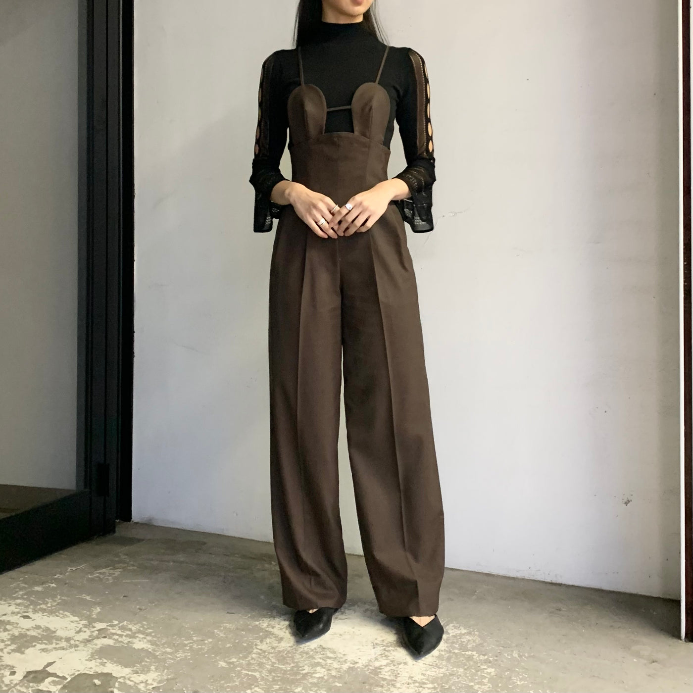 FETICO】2WAY BRA JUMPSUIT / FLARED SLEEVE KNIT TOP – ONENESS