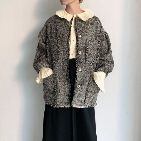 GREED KASURI Classic Tweed Puff Jacket – ONENESS ONLINE STORE