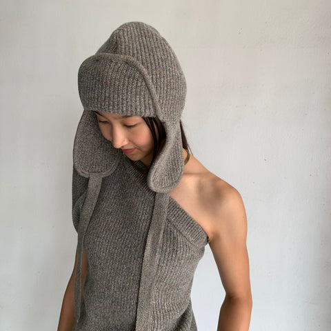 FUMIE TANAKA】asymmetry rib VE / slit rib knit PA / ear cover knit ...