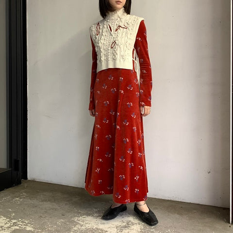 Mame Kurogouchi】 Floral Velour Jacquard High Neck Dress / Floral ...