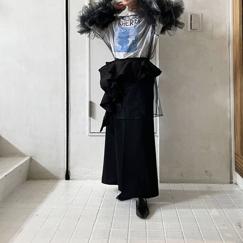 MARGE】 Tulle decorative sleeve p/o・Suede ruffle scarf – ONENESS 