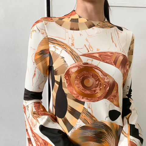 Mame Kurogouchi】 Marble Print I-Line Jersey Dress – ONENESS ...