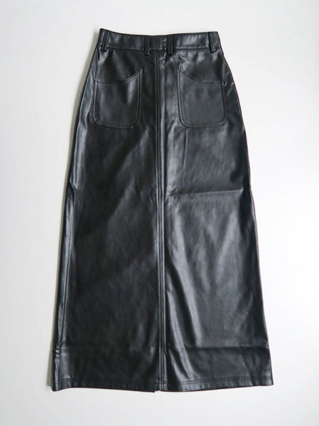 【JOHN/ジョン】Faux Leather Slit Skirt