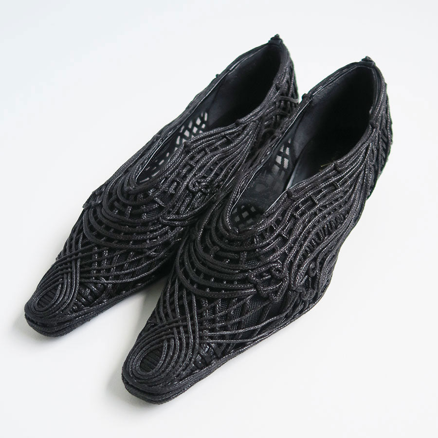 【Mame Kurogouchi/マメ】, Cord Embroidery Egg Heel Pumps , MM23SS-AC305