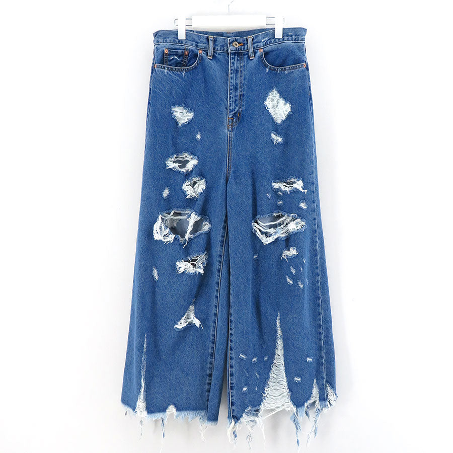 23ss doublet destroyed denim pants-