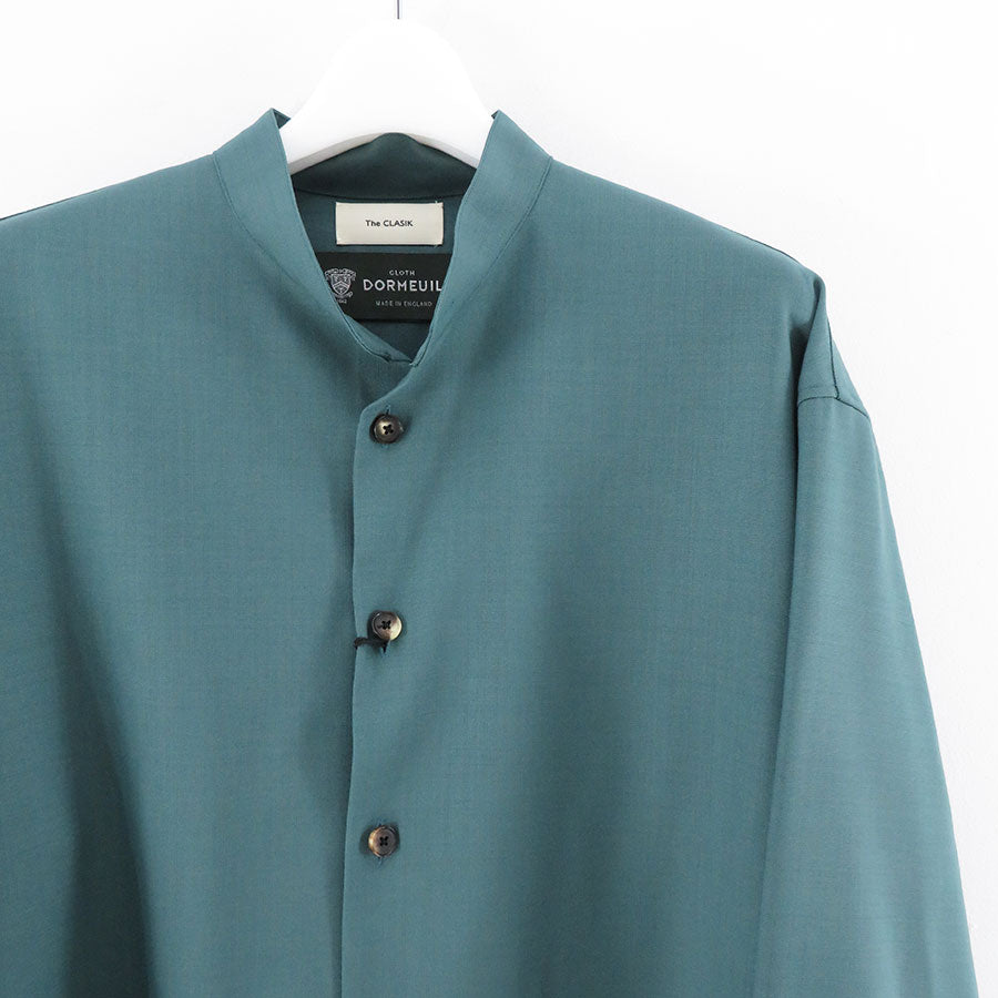 【The CLASIK/ザ・クラシック】, DORMEUIL TONIC WOOL MINIMAL COLLARLESS SHIRT ,  22AW-CKSH-018