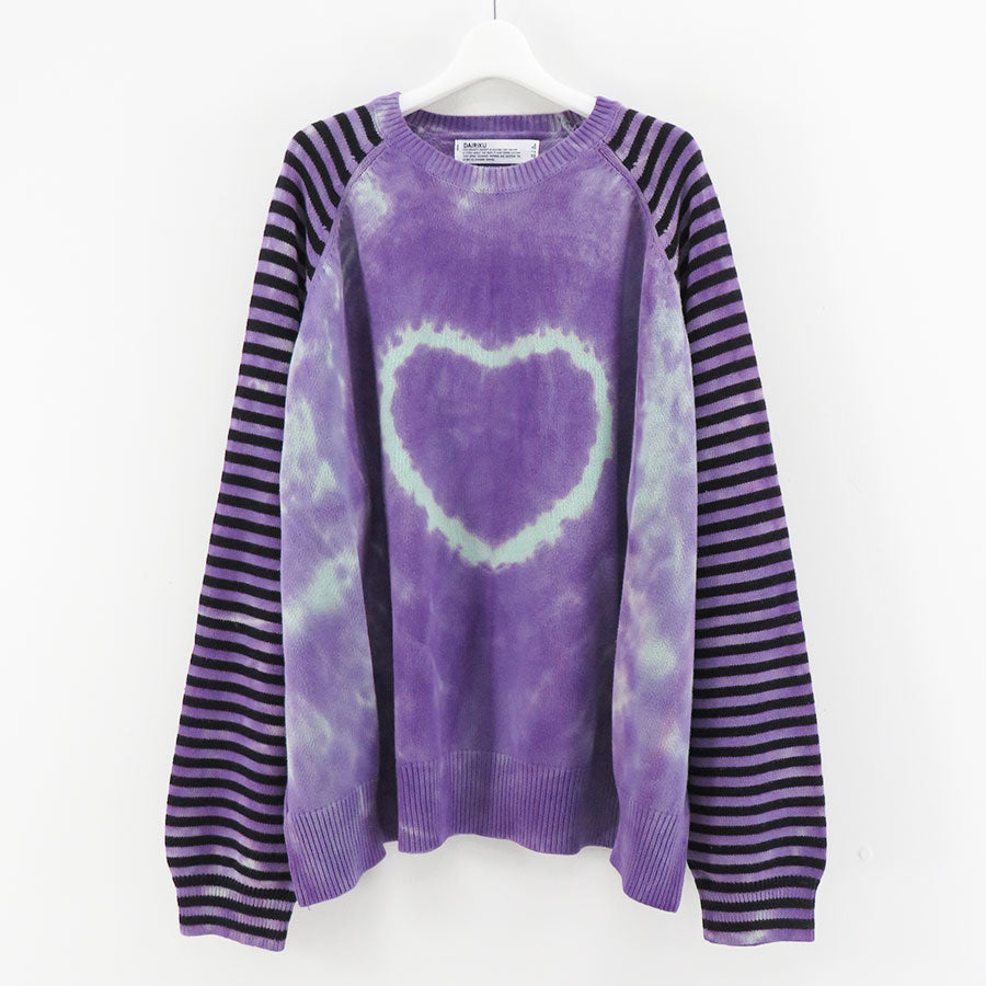 DAIRIKU】Heart Tie Dye Border Knit-