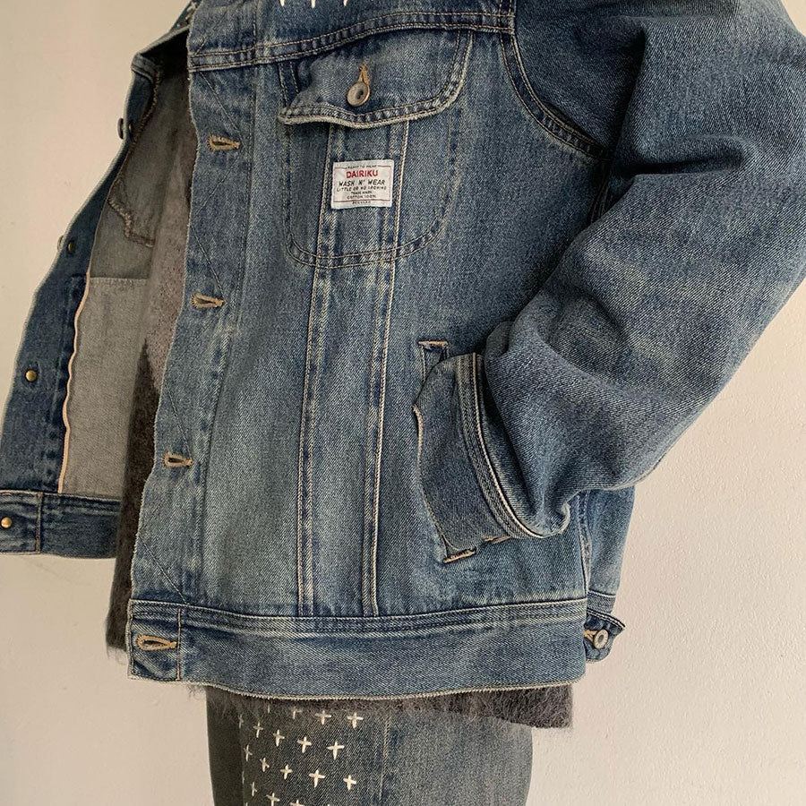 SALE 40%OFF ! , 【DAIRIKU/ダイリク】, Cross Embroidery Vintage Denim Jacket ,  22AWD-1